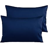 NTBAY Egyptian Cotton Queen Pillowcases - Set of 2, 500 Thread Count Cotton Pillowcases - Soft and Breathable Envelope Closure Pillow Cases - 20x30 Pillow Covers for Bed, Navy Blue