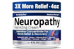 SCIATURNA Neuropathy Nerve Relief Cream - Maximum Strength for Feet Hands Legs Toes Back - Natural and Safe Ingredients - Doctor Formulated Fast Acting Relief - Made in USA - Large 4 Oz