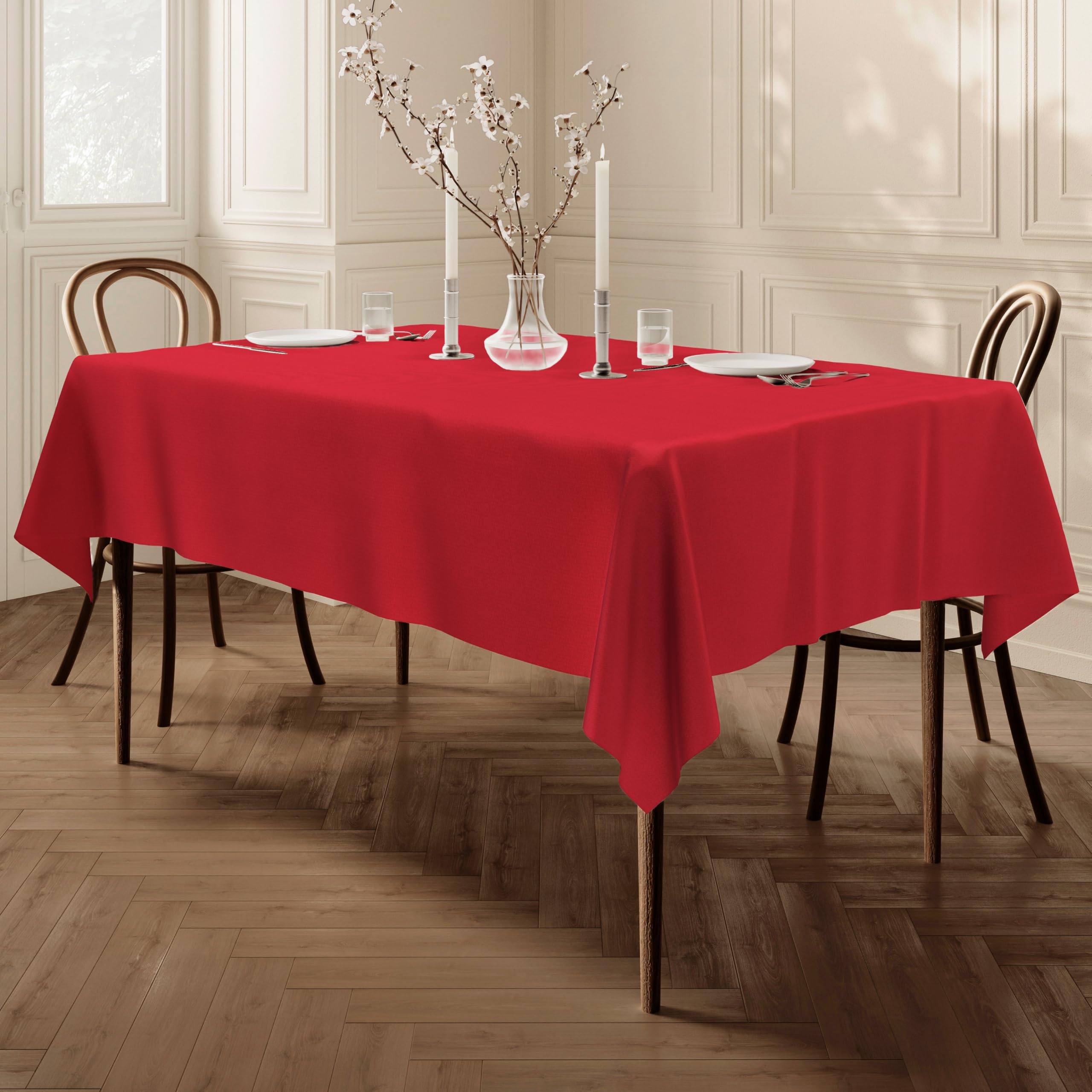 Home Direct Large Rectangular Fabric Tablecloth 140x200cm 55"x78" Red — image 1