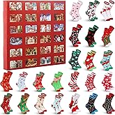 Suhine 24 Pairs Christmas Sock Gift Bulk for Women Men Adult Soft Christmas Xmas Holiday Festival Sock Advent Calendar 2025