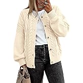 BTFBM Chunky Cardigan Sweaters for Women Fall Fashion 2025 Button Long Sleeve Loose Cable Knit Winter Coats Outerwear