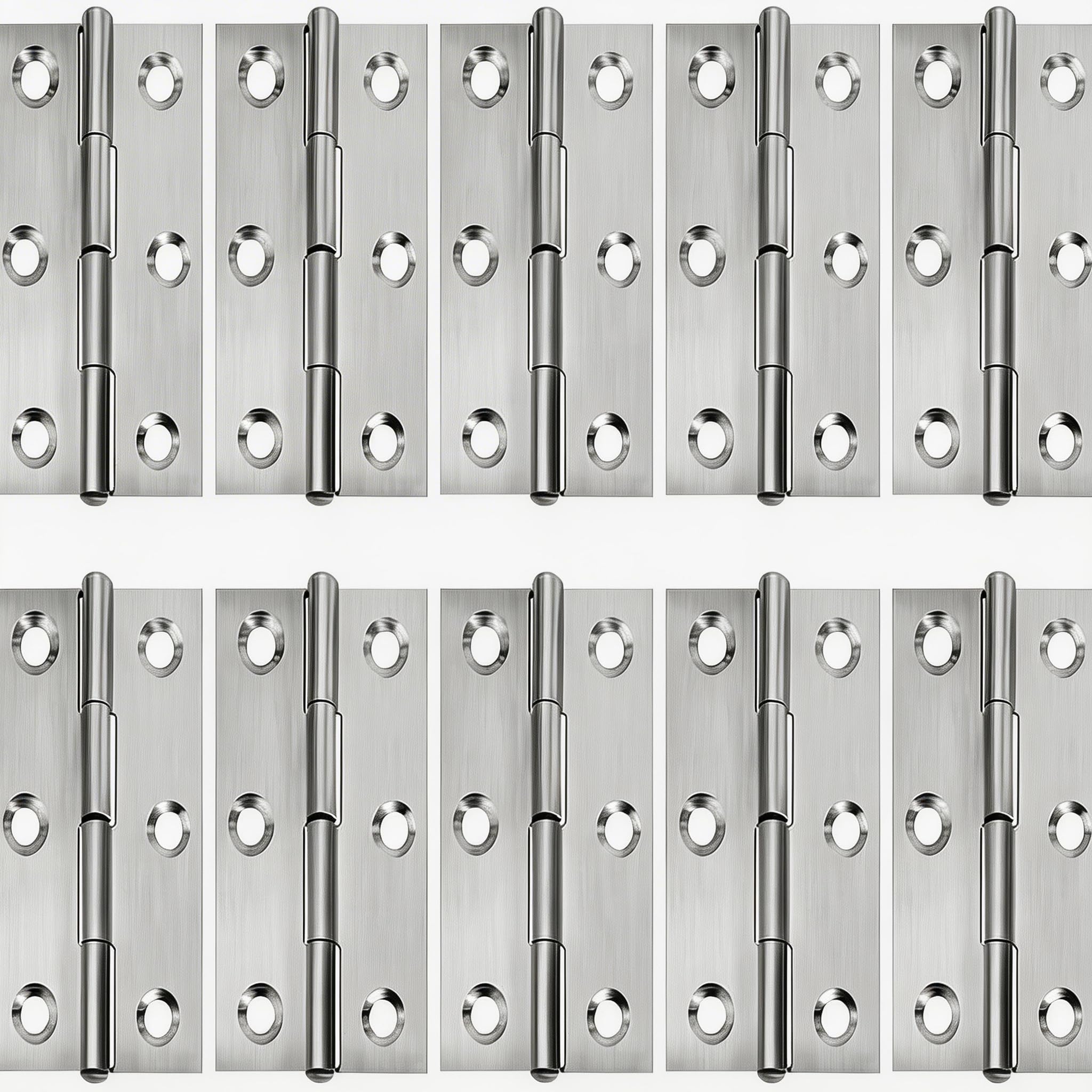10-Pack 55x33mm Stainless Steel Butt Hinges - Rust Resistant Cabinet Hinges for Wardrobes, Garden Gates & DIY Furniture Projects | Easy Install