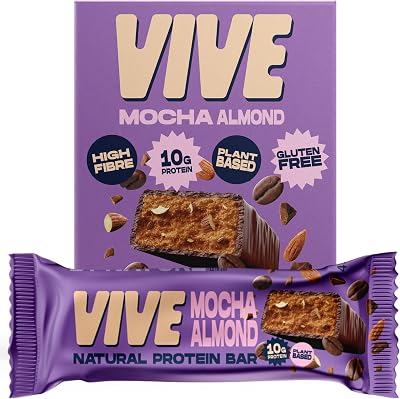 Vive Mocha Almond Protein Bars Vegan High Fibre Pack of 12