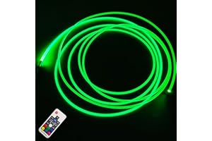 FOPLIT 6mm LED Fiber Optic Lights for Room DIY Decoration - USB RGB Color Change Remote Controller Side Glow Plastic Optical Fibre Illuminator Kits (6.6 yards (6 meters))