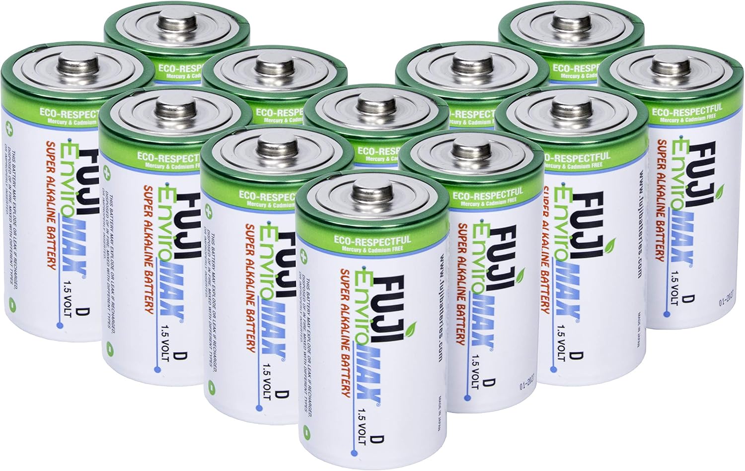 Fuji Enviromax 1.5V LR20 Super Alkaline Type D Batteries, No Harmful PVC & Heavy Metals Used, Long Lasting, Powerful