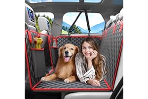 BUNFLY Dog Car Back Seat Extender, Removable Bottom for Easy Cleaning, Hard Bottom Holds 400 Pounds, with Mesh Window, Storage Pocket, for Cars, SUVs, Trucks