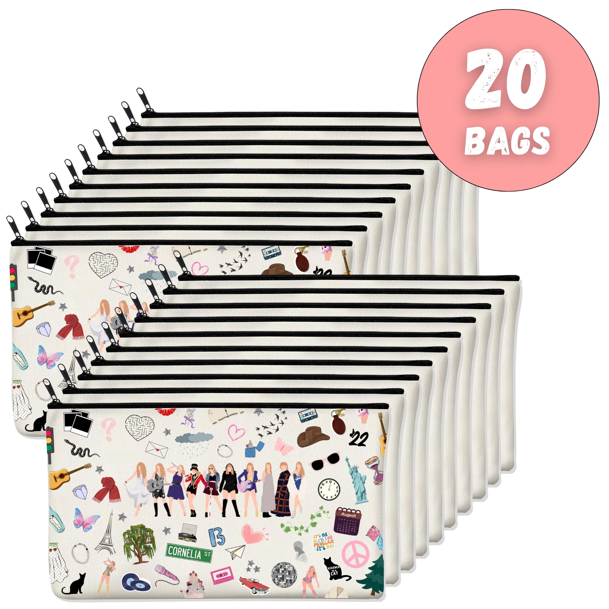 Echoglimmer 20 PCS Makeup Bag, Party Favors, Goodie Bags, Party Supplies, Fans Makeup Bag, Decorations Gift Bag, Birthday Party Favors, Party Bags - T3