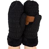 C.C Women Thick Faux Fur - Sherpa Fleece Lined Warm Winter Mittens
