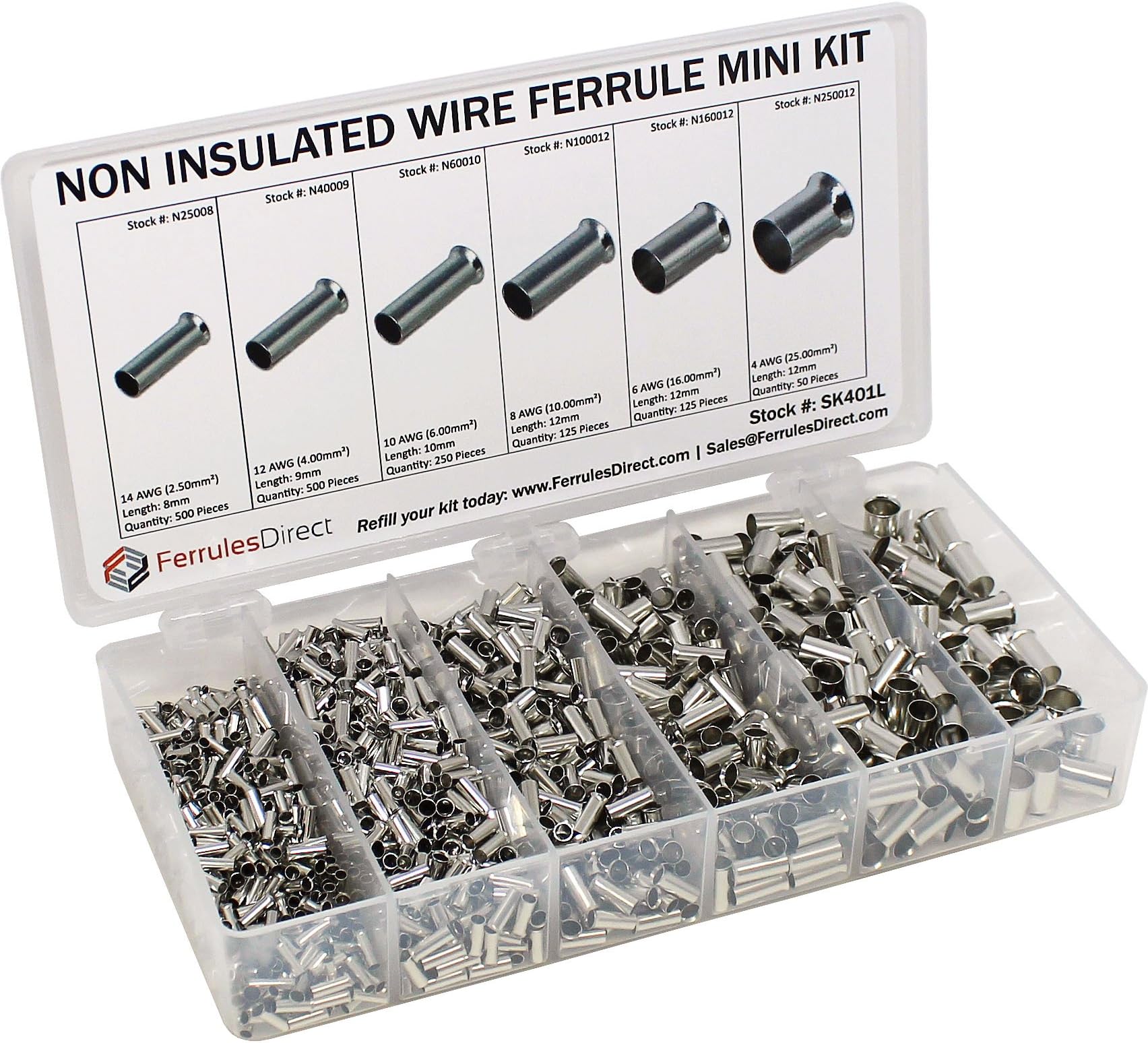 Non-Insulated Wire Ferrules Mini Kit - SK401L