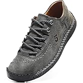 FiveStoresCity Mens Casual Shoes Summer Breathable Sneakers Loafers Walking Shoes Hand Made Lace-Up Leather Dress Flats Shoes for Driving Business Working Office