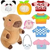 Kireidane Capybara Plush with 9 pcs Clothes & Accessories, 10.2 in Cute Capybara Stuffed Animal Plush Toys, Dress Up Cute Plushies for Girls/Boys (Black)