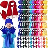 JaGely Kids Beanies Gloves Scarf Winter Set Colorful Knit Gloves Scarves for Boys Girls Homeless Warm Gift