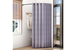 PISTAR Portable Changing Room, Wall-Mounted Dressing Room with Shading Curtain, Grey, Modern Style, Solid Pattern, 47 x 47 x 