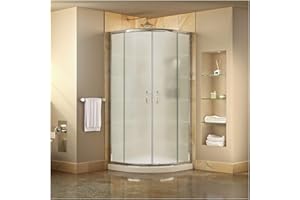 DreamLine Prime 36 in. x 74 3/4 in. Semi-Frameless Frosted Glass Sliding Shower Enclosure in Chrome with White Base Kit, DL-6702-01FR