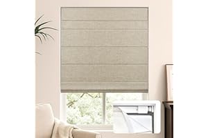 LazBlinds No Tools No Drill Cordless Roman Shades for Windows, Blackout Thermal Insulated UV Blocking Window Blinds, Lightweight Fabric Blinds for Indoor Windows, 35" W x 60" H, Blackout - Beige