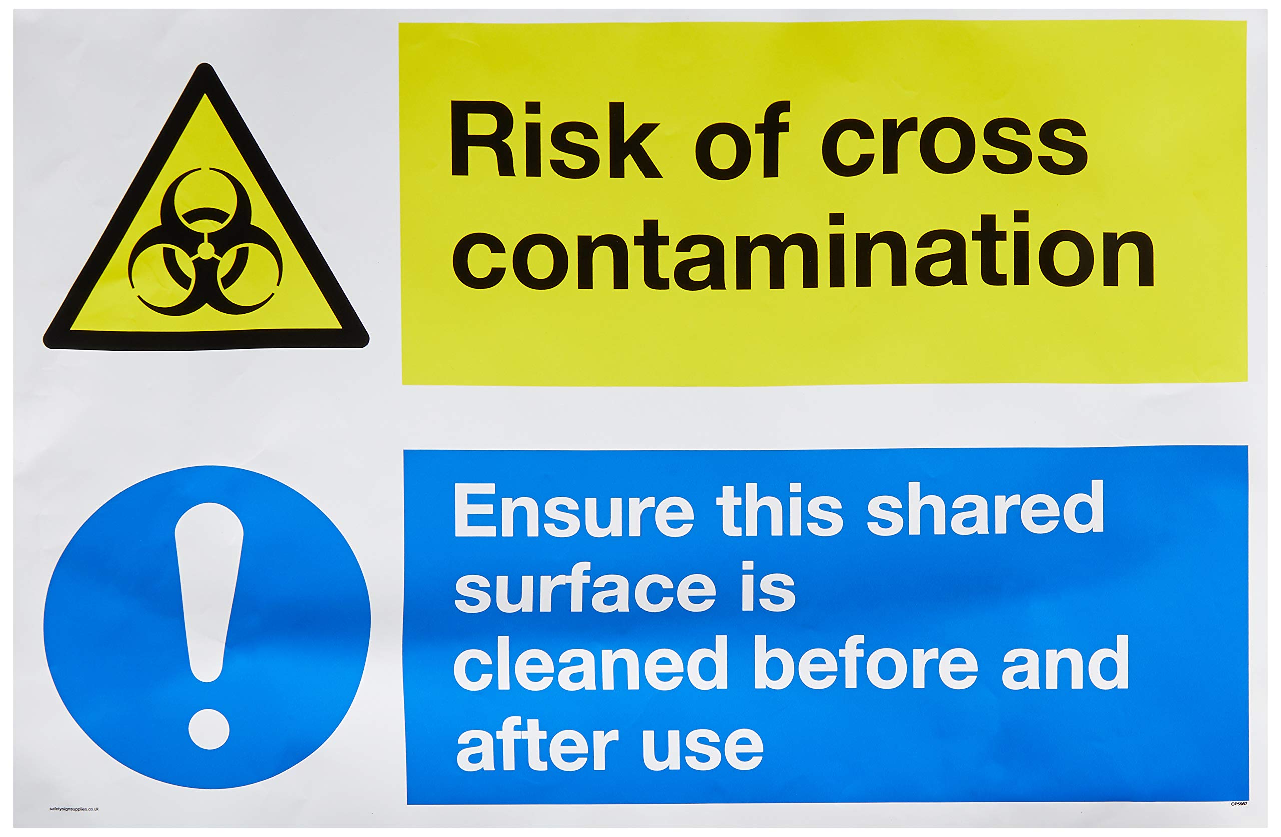 Dual sign Risk of cross contamination Ensure this shared surface is cleaned before & after use