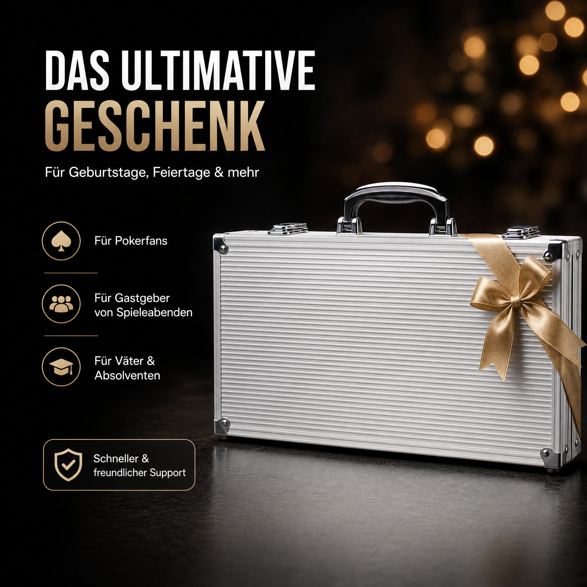 HEITOK Profi Pokerkoffer mit Nummern, 11,5g Composite Resin Pokerchips Set mit Eisenkern, Verstärkter Aluminium Koffer für Texas Hold'em & Blackjack, Premium Set mit Pokerkarten, Dealer, Blind Button 8