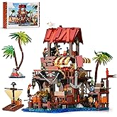 ONITUOFO Pirate Ship House Building Set for Adults,Pirate Wharf Supply Center Building Block Toy,Cabin Model for Home Decor,Ideal Gift for Teens Kids Girls Boys 8+