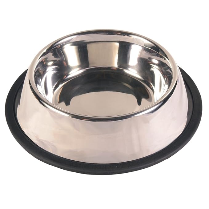 Sage Square Dog Stainless Steel Bowl with Anti Skid/Slip Rubber Base for Food and Water with Squeaky Pet Toy for Pets, Dogs, Puppy, Cat, Kittens (Plain - Large 900ml)