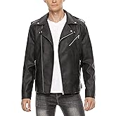 Fahsyee Leather Jackets for Men, Faux Bomber Jacket Mens Motorcycle Lapel Asymmetric Zip-Up Belt Slim Fit Biker Coat