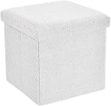 Home Republic Storage Ottoman Padded Bench 38x38 Boucle White