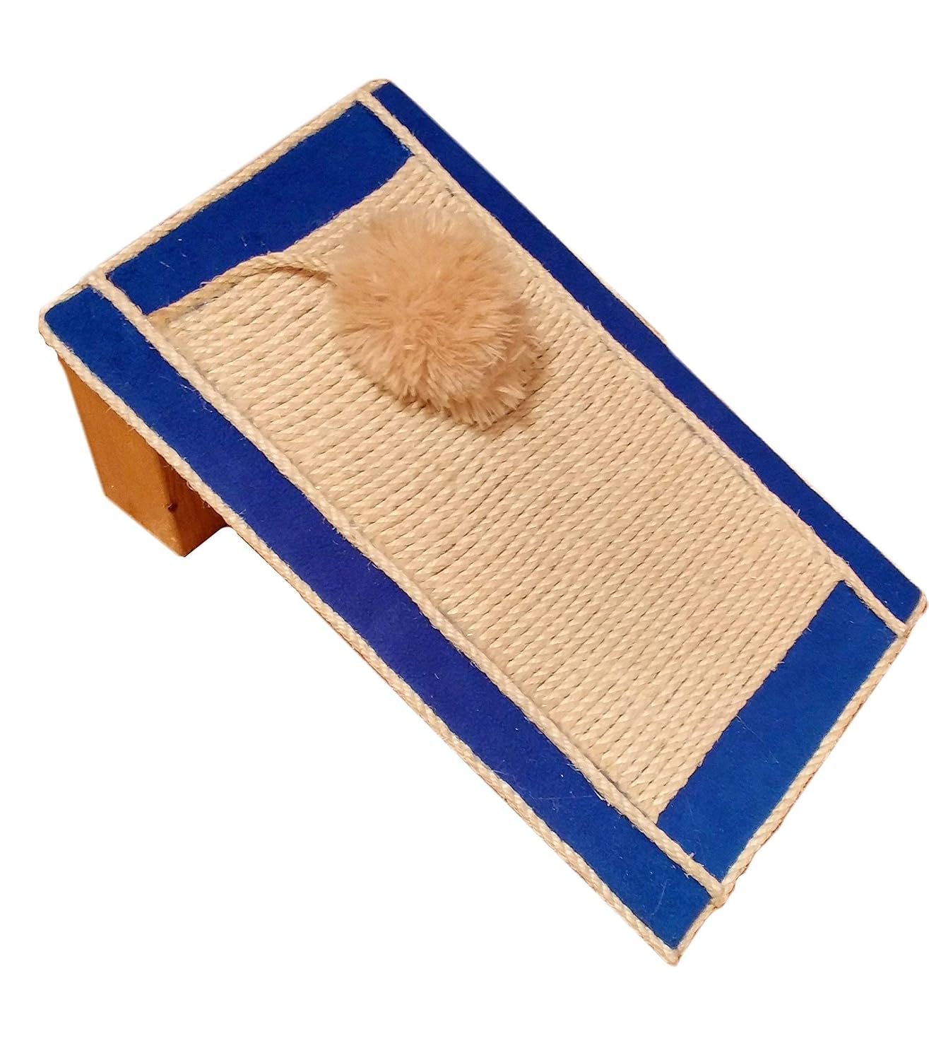 Playtime4Pets Slanted Cat Scratch Board/Cat Post with Catnip Pom Pom