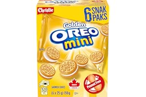 OREO, Mini Golden Cookies, Made in a Peanut-Free Facility, Individually Wrapped, Snack Pack, School Snacks, 150 g (6 Pouches)