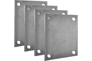 SNOWTING 4 PCS Steel Base Plate with 4 Pre-drilled Holes, 5 x 5 Inch 1/4 Inch Thick Weldable & Paintable Square Metal Sheet for Construction Boards Industrial Projects Use