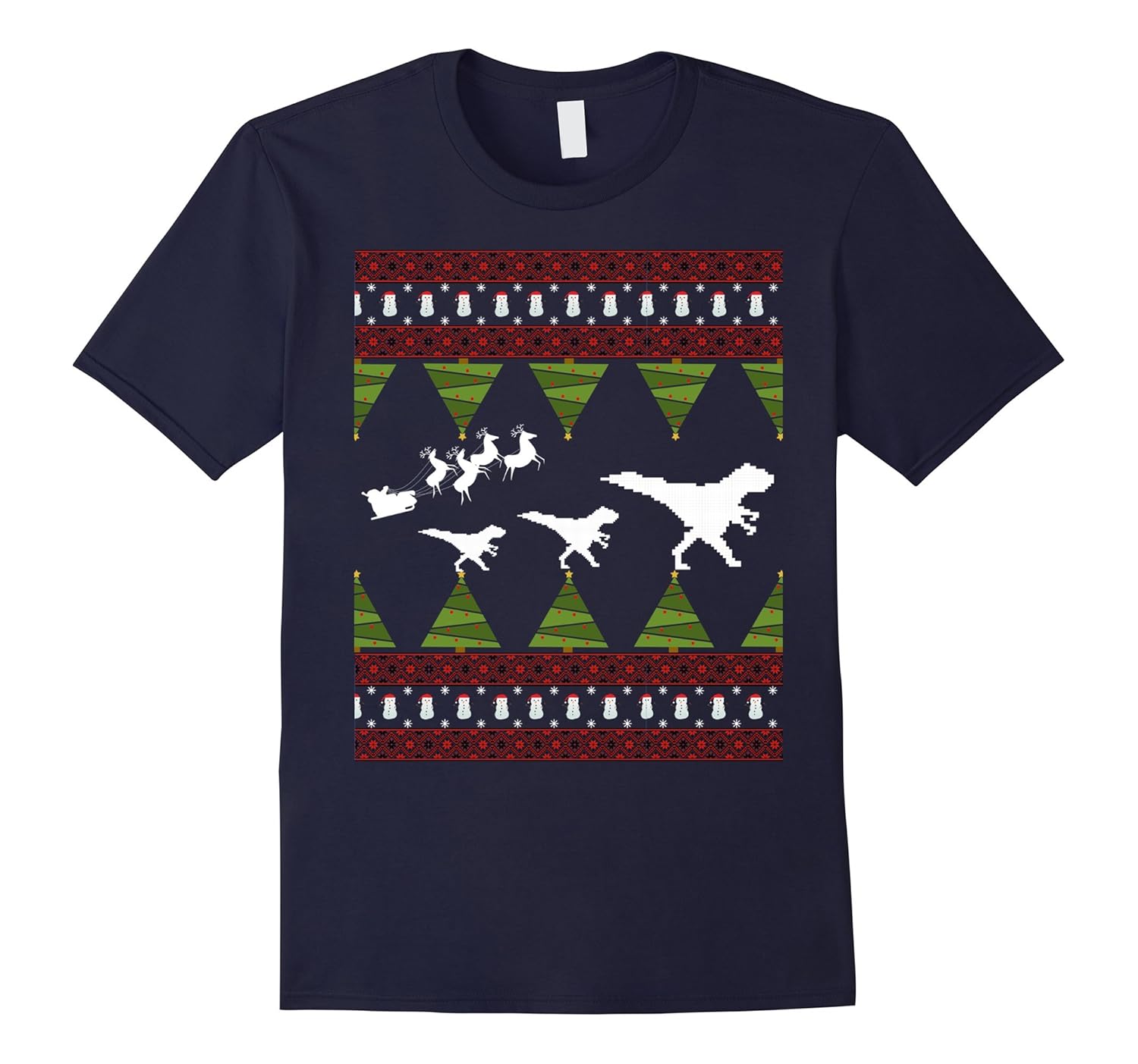 T-REX DINOSAUR-UGLY CHRISTMAS SWEATER-TREE-Costume T Shirt-ANZ