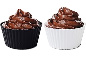 Fox Run Silicone Reusable Cupcake Wrappers, Black and White, Set of 12 Bake Cups