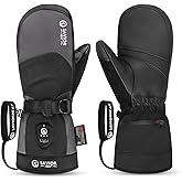 SAVIOR HEAT 3.0 Upgraded Heated Mittens for Women,7.4V 3000mAh Battery Ski Gloves,Fast Charging&Bluetooth-Controlled Electric Waterproof Touchscreen for Skiing Snowboarding