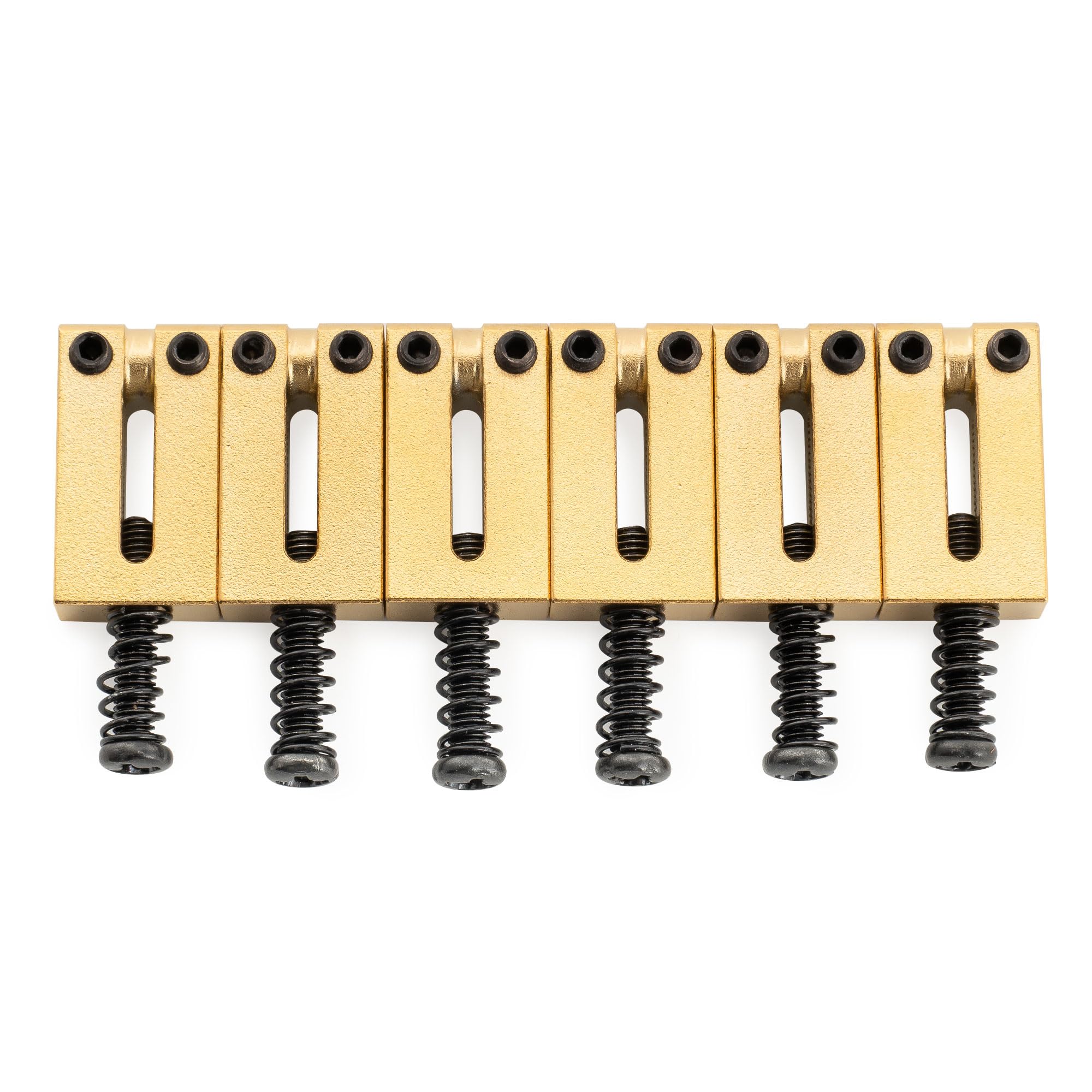 Musiclily Ultra 11.2mm Modern Full Brass Bridge Saddles for Vintage Strat Style Electric Guitar, Gold (Set of 6)