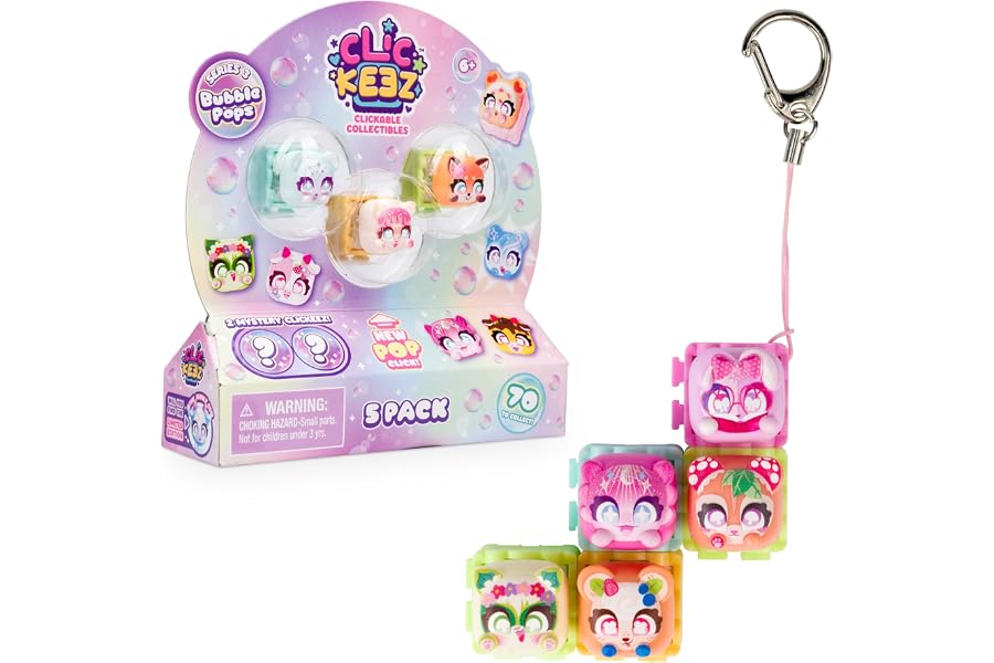 Clickeez Series 3 5-Pack | 5 Collectible Character Keyboard Keys Click and Clack | Create Your Own Keychain | Ages 6+