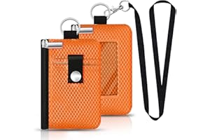 CCUMI Minimalist RFID Blocking Small Wallet with ID Window,WaterResistant Zip Id Case Wallet with Lanyard Keychain for Cards,Cash,Travel,Women,Men (Orange)