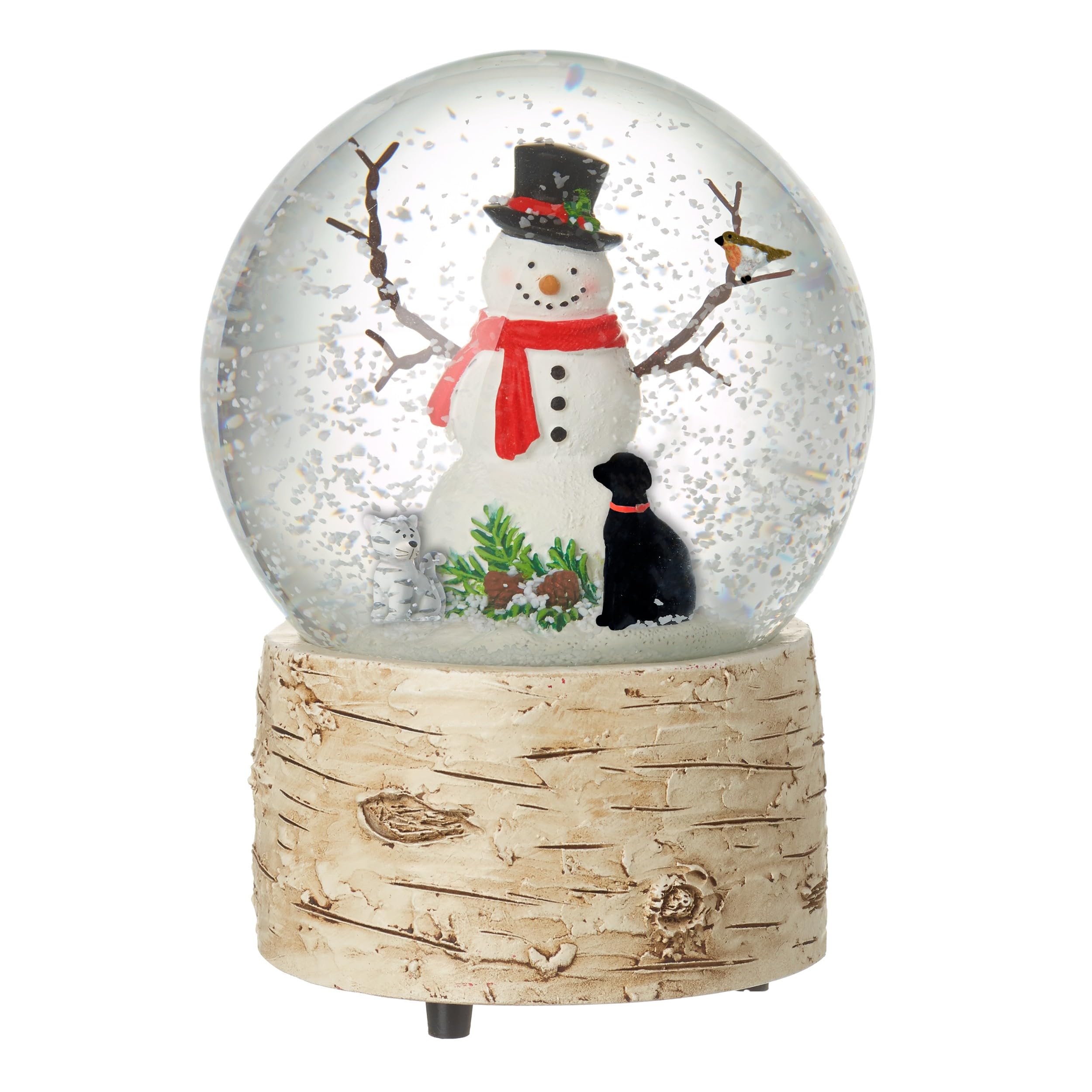 Heaven Sends Cat, Dog, Robin and Snowman Christmas Snow Globe