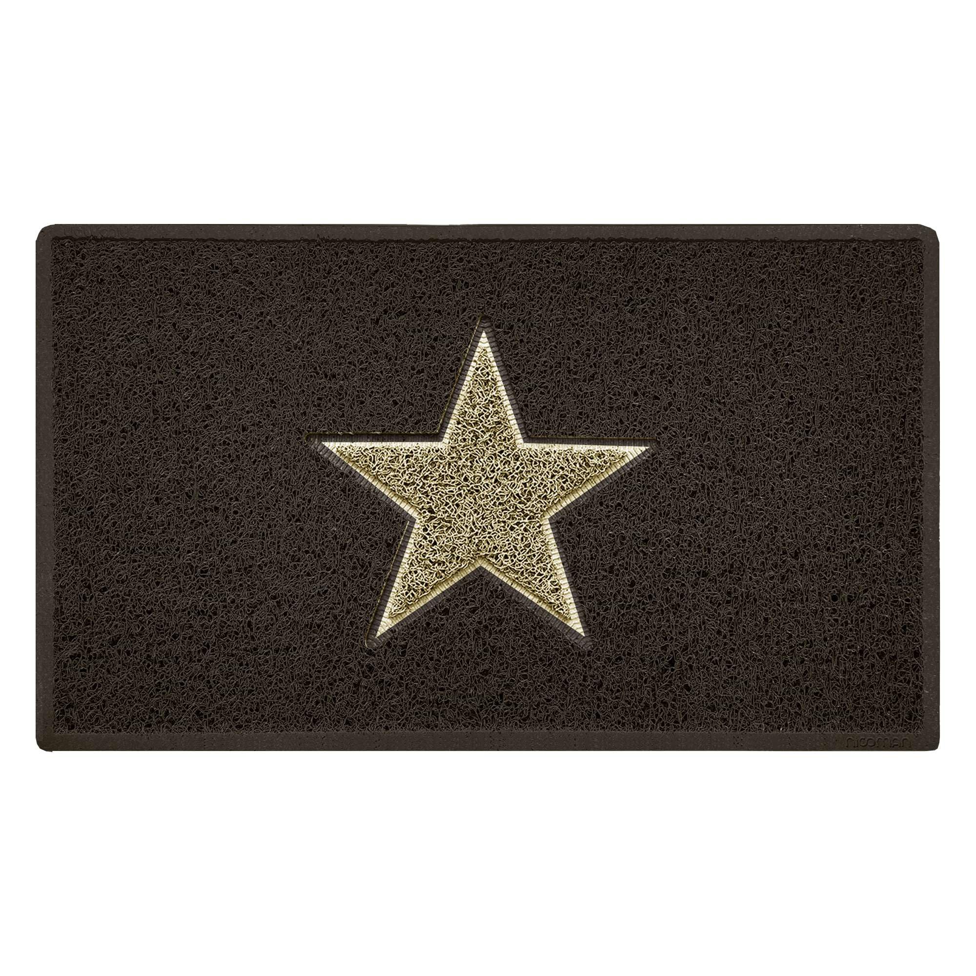 Nicoman STAR Door Mat｜Entrance Barrier Dirt-Trapper Floor Mat｜Patio Garden Conservatory Doormat｜Indoor Outdoor Matt｜Brown with Beige Star,75x44cm (29.5x17.3inches)