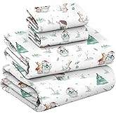 RUVANTI Flannel Sheets King Size - GOTS Certified 100% Organic Cotton, 4 Piece Warm, Soft & Breathable Set, Deep Pocket Snug Fit, Double Brushed Cozy All Season Bedding, Fox N Friends