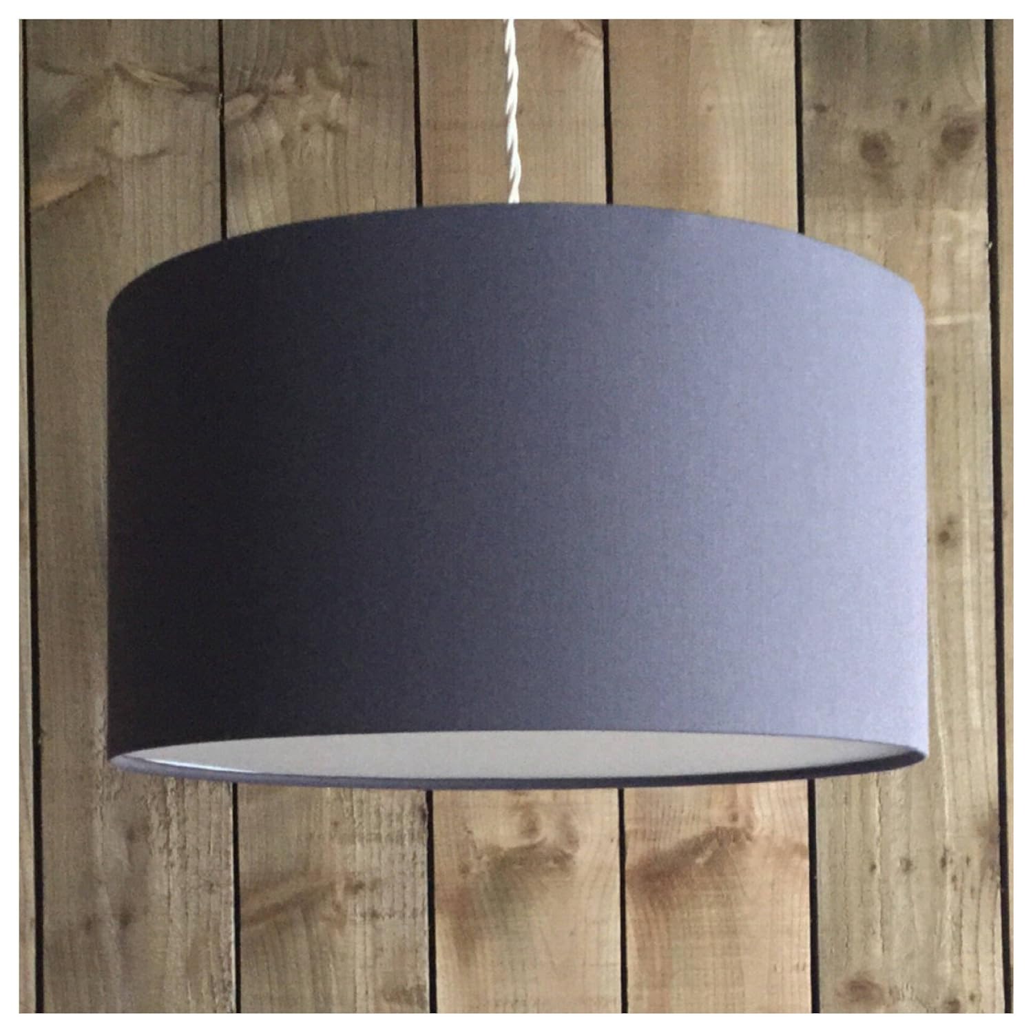 Grey Drum Light Shade Ceiling Pendant With Diffuser / Various Sizes