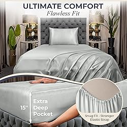 DECOLURE Satin Sheets Twin Size Set 3 Pcs - Silky