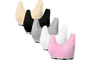 ABTRAV Girls Sports Bras Cotton Training Underwear with Removable Pads Teenage Crop Vest for 8-15 Years