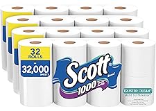 Scott Trusted Clean Toilet Paper, 32 Rolls (4 Packs of 8), 1,000 Sheets Per Roll, Septic-Safe, Bath Tissue Made Sustainably