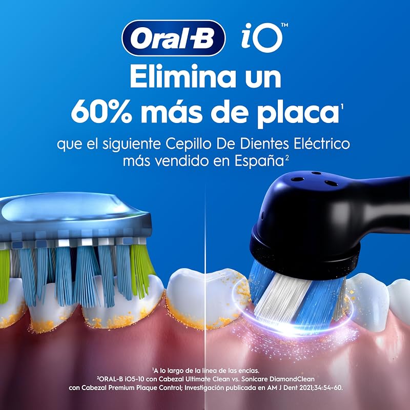Oral-B iO 2 escova de dentes elétrica Night Black, 1 cabeça, 1 estojo de viagem, 1 suporte de recarga, 3 modos de escovagem, sensor de pressão e temporizador, desenhado por Braun