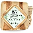 Dtocs Palm Leaf Plates (50) - 10 Inch Square Dinner (25), 7" Dessert (25) | Bamboo Plates Disposable Look Dinnerware Set | Sturdy, Compostable Alternative to Paper, Plastic Party Pack