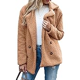 Scapodo Women's Winter Warm Plush Cardigan Fuzzy Fleece Lapel Jacket with Buttons Pockets Long Sleeve Casual Outerwear