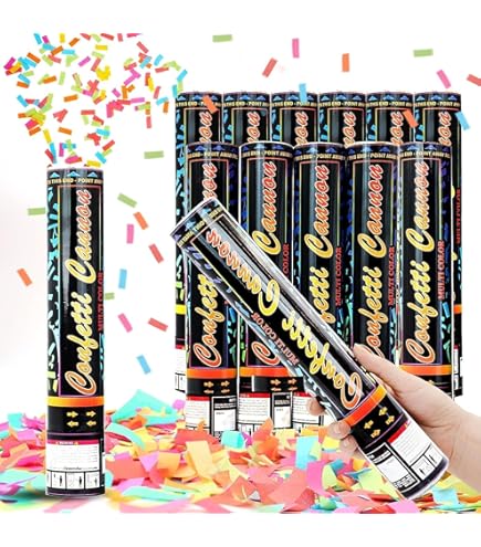12 Pack Confetti Poppers - Inflatable Confetti Cannons For Parties, Weddings, Birthdays & Celebrations