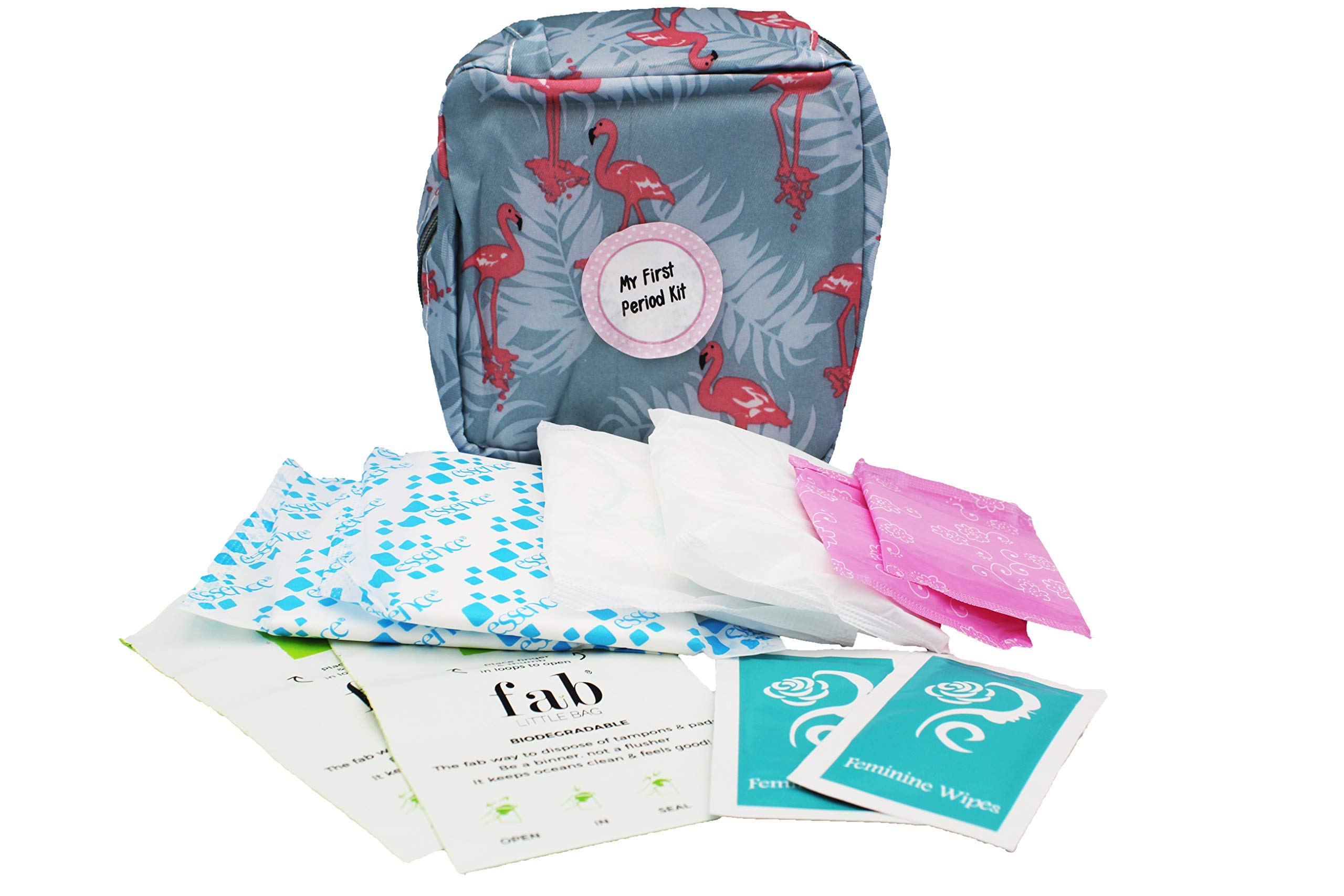 First Period KIT READY-2-GO, Menstruation Starter Kit for Teens/Girls, Filled kit Bag containing All Essential Sanitary wear for on The go. Gift for Her. Back to School