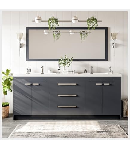 Beckett 84 Inch Double Bathroom Vanity in Dark Blue, Carrara