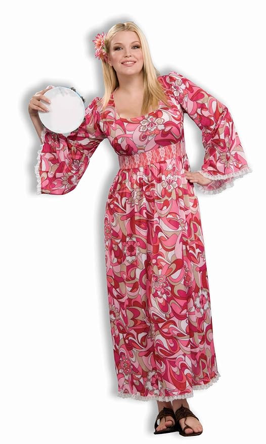 70s Plus Size Costumes, Clothing, Outfits | Hippie, Disco Forum Novelties Womens Plus-Size Flower Child Costume Dress AT vintagedancer.com