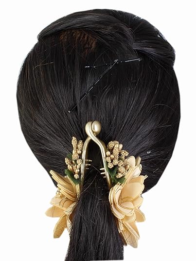 Buy Ear Lobe Accessories Both Side Flower Banana Clip Beige At