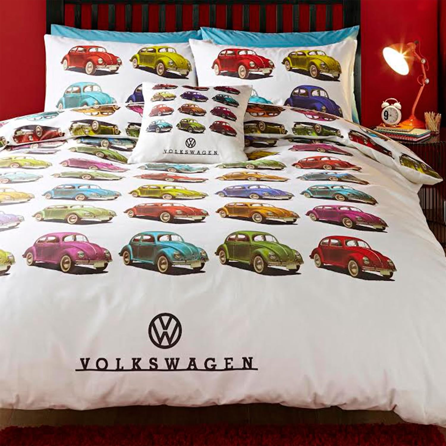 Moderne VW Beetles Housse de couette Motif voitures rétro Parure de lit